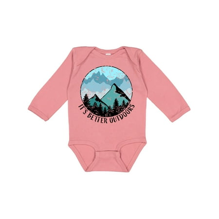 

Inktastic It s Better Outdoors Mountains in Blue Distressed Gift Baby Boy or Baby Girl Long Sleeve Bodysuit