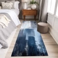 thumbnail image 4 of 2'x6' Rug Runners for Hallways Kitchen, Navy Blue Grey Non Slip Entryway Beside Floor Carpet Runner, Modern Ombre Oil Painted Abstract Art Washable Laundry Room Bedroom Throw Rugs Mat for Family Pet, 4 of 8