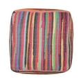 thumbnail image 6 of LR Home Square Whimsical Rainbow Recycled Chindi Medium-Sized Indoor Pouf, 18"x18"x18", 6 of 9