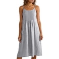 thumbnail image 3 of Kctiaxy Summer Dresses for Women Spaghetti Straps Pleated Front Beach Dress Casual Boho Crewneck Sleeveless A-Line Midi Dress, 3 of 10