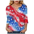 thumbnail image 5 of GEWSEY 3/4 Sleeve V Neck USA Patriotic Shirts for Women 4th of July America Stars Stripes Flag Graphic Tops Cute Tee (Red, XL), 5 of 8
