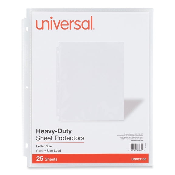 Universal UNV21136 Side-Load Poly Sheet Protectors - Letter Size, Clear (25/Pack)