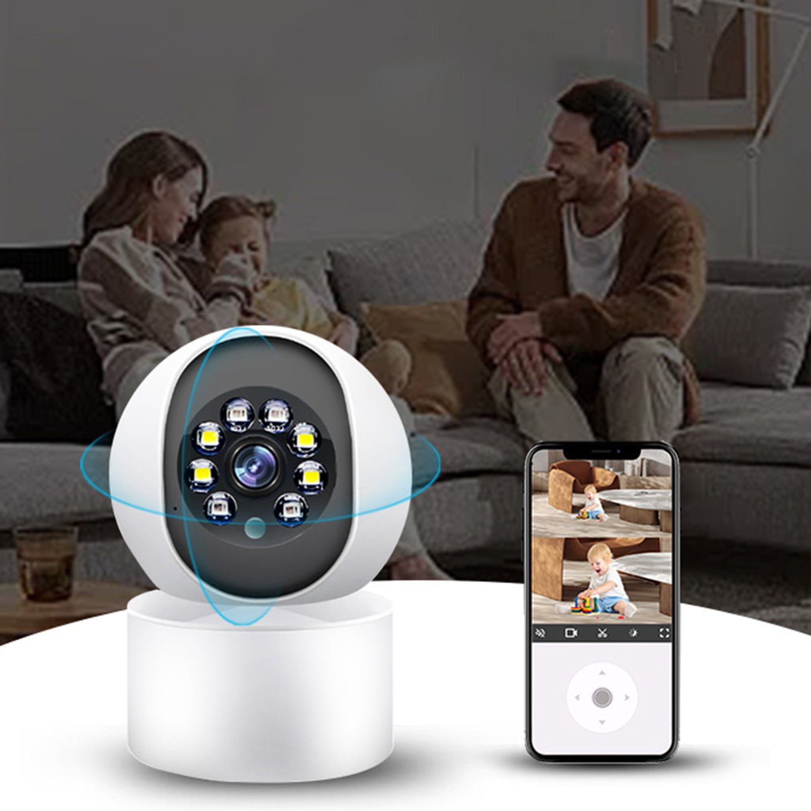 COM1950s Security Camera Indoor Wireless Indoor Security Camera 3Mp Wifi Camera for Home Security Smart Wifi Motion Detection Night Vision 2-Way Audio Security Camera Indoor/Outdoor Wireless
