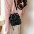 thumbnail image 4 of Sunyuer Mini Drawstring Bucket Bag for Women, Vintage PU Leather Crossbody Purse, Fashion Small Handbag with Detachable Strap, Casual Shoulder Bag for Daily Shopping Travel, 4 of 6