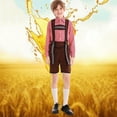 thumbnail image 2 of TEAJOPSUU Kids Boys Oktoberfest Outfits German Bavarian Lederhosen Shorts Long Sleeve Plaid Shirt and Suspender Shorts Beer Festival Outfit Red, 2 of 3