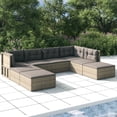 thumbnail image 1 of vidaXL 8 Piece Garden Lounge Set with Cushions Grey Poly Rattan, 1 of 5