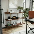 thumbnail image 6 of Martha Stewart Emmett 3 Shelf 35"H Storage Display Unit Bookcase with Polished Brass Metal Frame in Walnut Wood Grain Finish, 6 of 14