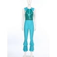 thumbnail image 2 of Moggemol Women's Sparkly Sequin Disco Jumpsuit Sleeveless Zipper Hippie Jumpsuit 70s Disco Outfits Blue Green S, 2 of 7
