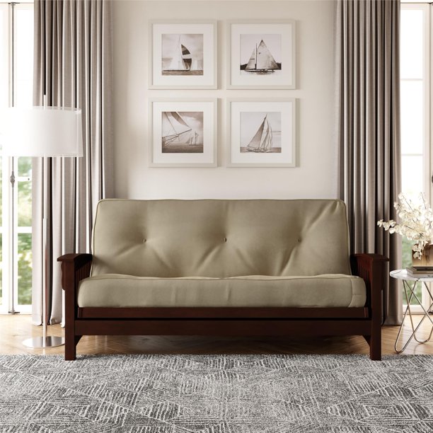 DHP 8 Inch Independently Encased Coil Futon Mattress, Tan Microfiber