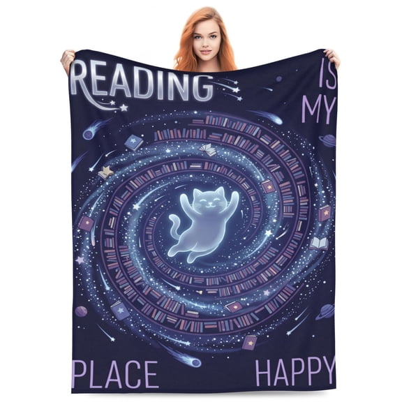 Reading Blanket | Soft Flannel Blanket for Reading Lovers – Cozy Christmas Holiday Present for Bookworms 50x40
