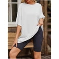 thumbnail image 3 of Womens T Shirts Summer Crewneck Short Sleeve Loose Fit Basic Tee Tops Workout Clothes, 3 of 5