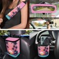thumbnail image 4 of HUISEFOR 15 Pcs Sunset Palm Tree Car Seat Covers Full Set for Women Men Including Steering Wheel Cover Belt Cover Rear View Mirror Cover Garbage Can Air Vent Storage Bag Keychain Car Trash Can, 4 of 7