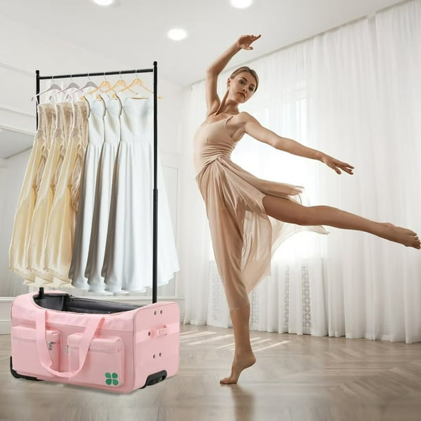 Docred 28 Dance Travel Bag with Garment Rack and Wheels for Travel Large Size Pink Walmart Business Supplies