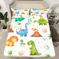 thumbnail image 2 of Manfei Kids Kawaii Dinosaur Egg Twin Sheet Sets, Rustic Flower Plant Twin Fitted Sheet, Cute Cartoon Flat Sheet, Lightweight Room Decor, 3-Piece, 2 of 7