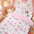 thumbnail image 2 of Meiyoeat Cherry Blossom Bow Twin Bedding for Women Girls, Cartoon Watercolor Pink Floral Duvet Cover Set, Pink Reversible, 1 Duvet Cover and 1 Pillowcase (No Comforter), 2 of 5