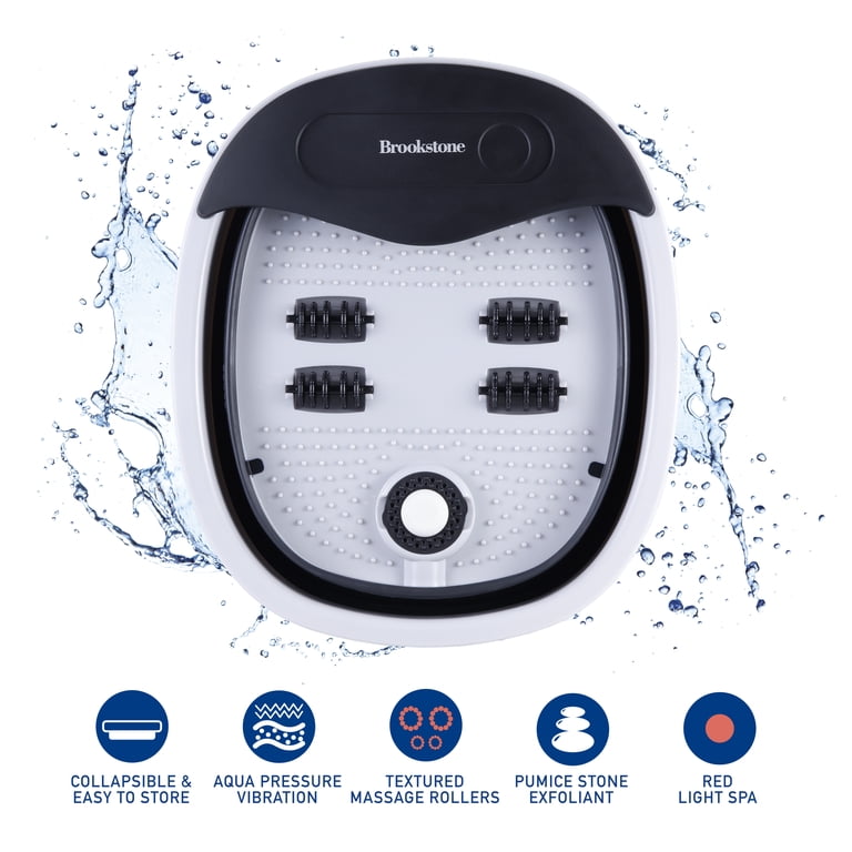 Brookstone Heated Collapsible Foot Bath - Vibrating Massage, Soothing Soak, Space-Saving