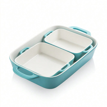 Ceramic Bakeware Set, Rectangular Baking Dish For Cooking, Kitchen, Cake Dinner, Banquet And Daily Use, 12.5 X 8.9 Inches Porcelain Baking Pans
