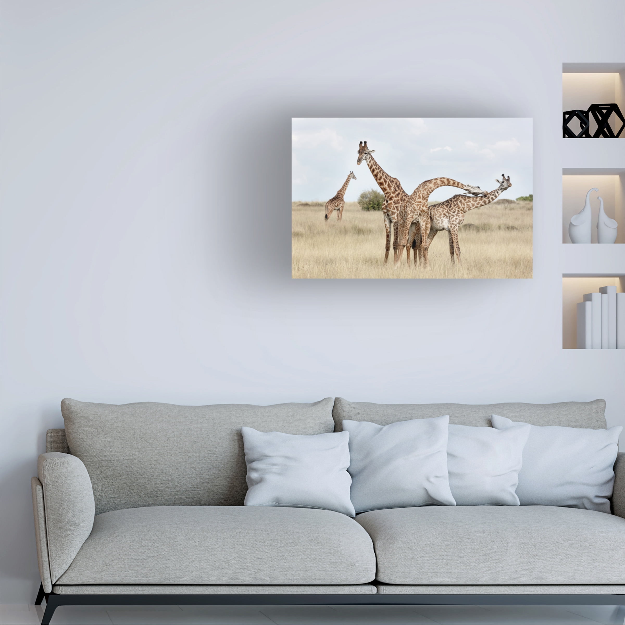 Linda D Lester 'Giraffes Necking' Canvas Art