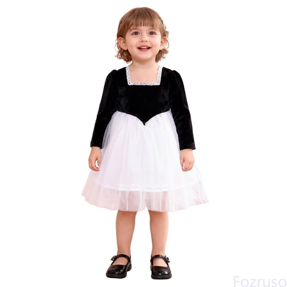 Fozruso Princess Casual Dress Elegant Velvet And Dress For Girls Long Sleeve Party Gown With Classic Style For Fall And Winter Occasions Sizes 6-9 Months