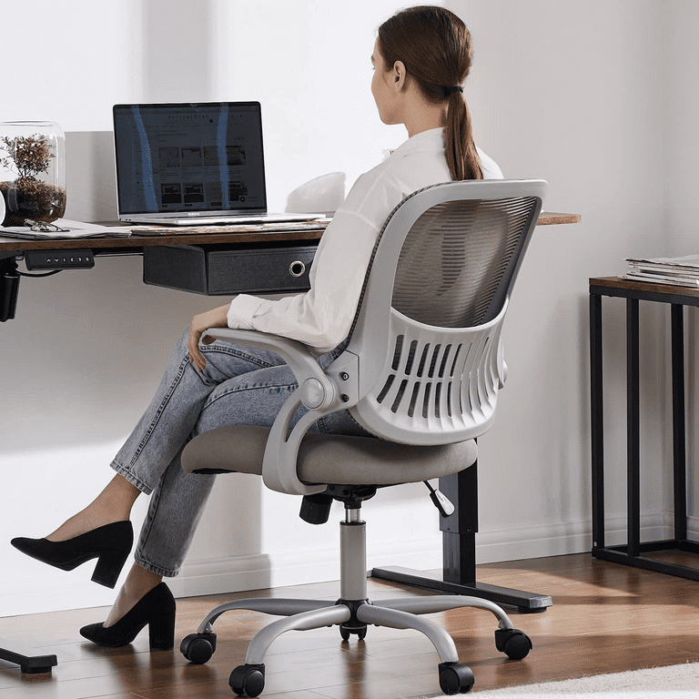 Yoyomax Office Chair, Ergonomic Home Office Desk Chairs, Computer Chair  with Comfortable Armrests, Mesh Desk Chairs with Wheels, Mid-Back Task Chair  with Lumbar Support 