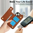 thumbnail image 5 of Wallet Case for iPhone 13 with Shoulder Strap & RFID Blocking Card Slots Holder Kickstand & Finger Ring, Magnetic Flip Folio Zipper Purse Case, PU Leather Cover Handbag, Brown, 5 of 7