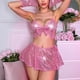 thumbnail image 2 of Gibobby Conjuntos de bragas de encaje Lencería sexy babydoll para mujer, camisón halter, babydoll para mujer, lencería sexy para sexo(Rosa caliente, M), 2 of 5