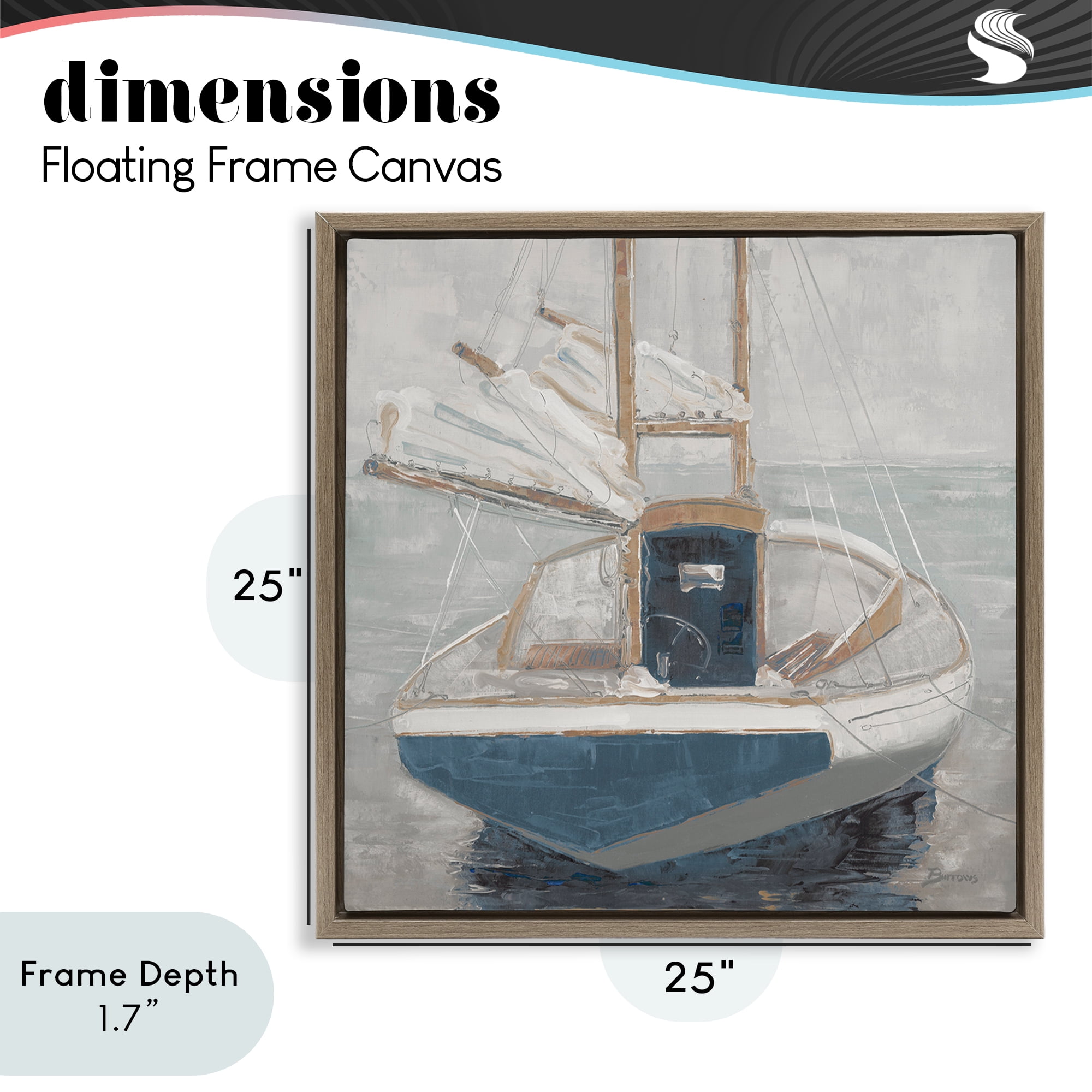 Stupell Industries Serene Harbor Sail Boat Brown Framed Floater Canvas Wall Art, design by John Burrows