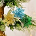 thumbnail image 4 of Flores artificiales con purpurina para decoración de árbol de Navidad, adornos para fiesta en casa y Año Nuevo, 5 piezas, 2022, 4 of 4