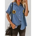 thumbnail image 2 of HOTAPEI Button Down Shirts for Women Casual Shirt Vintage Printed Short Sleeve Tops Blouses, 2 of 6