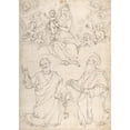 thumbnail image 2 of Jacopo da Empoli 14x18 Black Ornate Wood Framed Double Matted Museum Art Print Titled - Virgin and Child Appearing in a Glory of Angels to Saint Peter and Saint Paul (1551-1640), 2 of 5