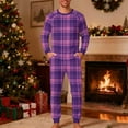 thumbnail image 2 of qelini Christmas Pajama Set Men Christmas Plaid Crewneck Long Sleeve Shirt and Pant Soft Holiday Sleepwear, 2 of 5