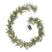 SKYSONIC Pine Garland-6FT Christmas Garland, Artificial Garland with Lights, Prelit Garland Timer for Mantle Holiday Indoor Decor