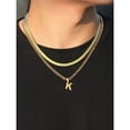 thumbnail image 5 of Apsvo 2pcs Men Chain Necklaces,18 Inch Herringbone Link Chain and 20 Inch Cuba Link Chain,Gold A-Z Initial Necklace,Layered Stainless Steel Letter Pendant Necklace Jewelry Gift for Men, 5 of 6