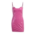 thumbnail image 5 of OSOLU Dresses Solid Color Women Sexy PU Leather Dress Sleeveless Deep V-Neck Backless Lace Up Bodycon Dress Latex Party Mini Club Dress Lovely Sundress Wedding Guest Dress, 5 of 7