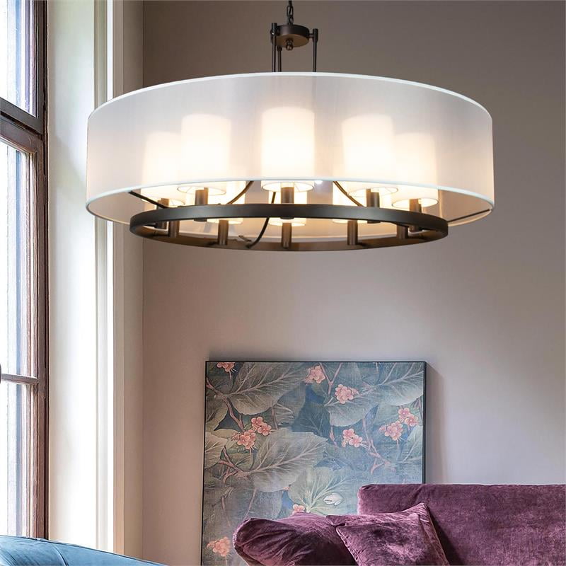 Fresno Modern Drum Chandelier Overhead Light Fixture with 10 Light Bulb