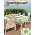 thumbnail image 5 of Outdoor Tablecloth with Umbrella Hole for Patio/Picnic/Party/Camping, Green Floral Waterproof Table Cloth Rectangle Table Cover Washable, round Floral Ethnic Abstract Patterned (60"x 120"), 5 of 8