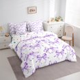 thumbnail image 4 of Manfei Lovely Bow 7 Pieces Bedding Comforter Set,Cartoon Bow Tie Full Bedding Set,White Purple Fitted Sheet Flat Sheet For Kids,Breathable Home Decor Reversible, 4 of 9