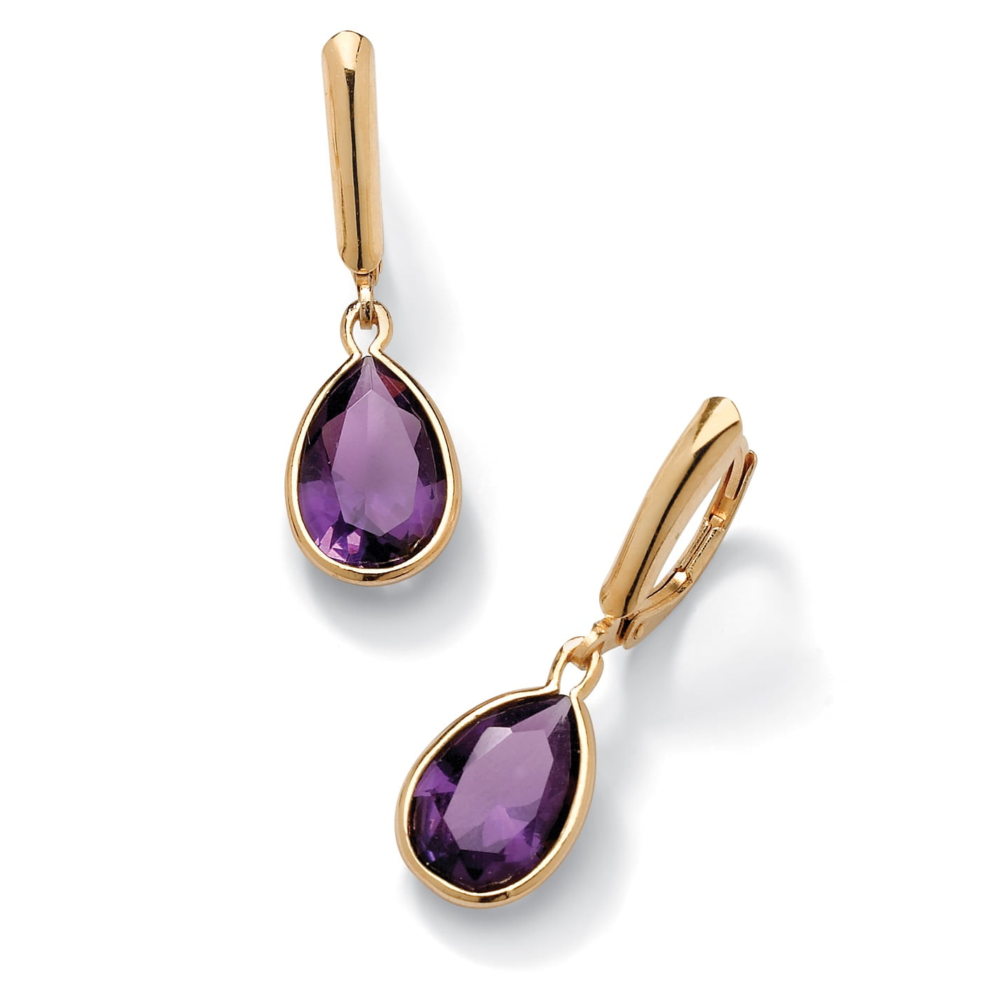 PalmBeach Jewelry - Pear-Cut Birthstone Drop Earrings in 18k Gold over Sterling Silver