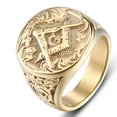 thumbnail image 2 of Mens Vintage Punk Ring Geometric Alloy Gold Tone Band Electroplated Europe America Fashion Jewelry Gift For Him, 2 of 2