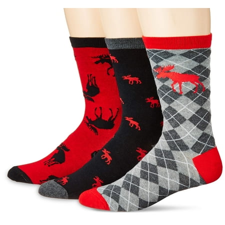 

Little Blue House by Hatley Women s Crew Sock Set Moose on Red One Size Fits Most