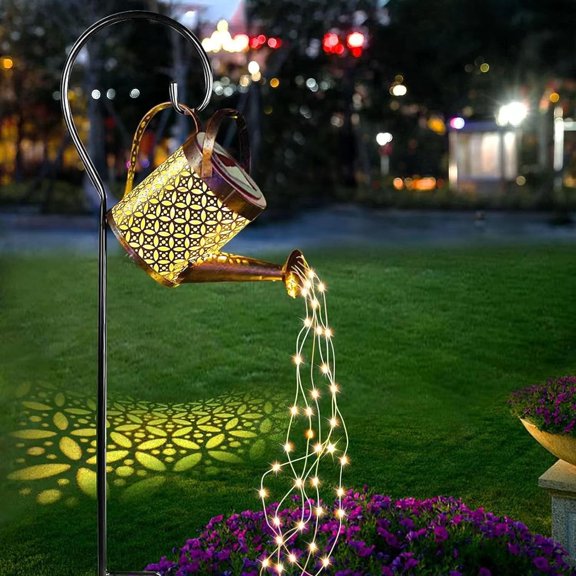 Solar Watering Can with Cascade Light - Light Yard Art Solar Watering Can - Hanging Solar Light Outdoor Waterproof - Solar Decoration for Yard - Garden Decorations Art Lamp Decor