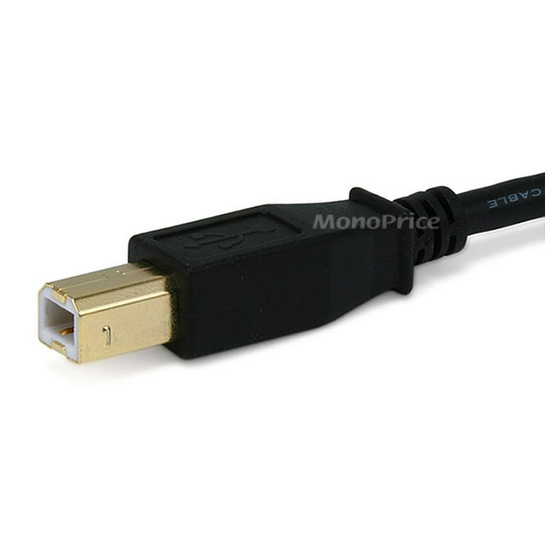 Monoprice USB 2.0 Cable Feet - Black | USB Type-A Male to USB Type-B Male, 28/24AWG with Ferrite Core, Plated - Walmart.com
