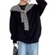 thumbnail image 1 of Suéteres de Cuello Redondo para Mujer, Larga, Holgados, Informales, para Otoño Negro Talla Única, 1 of 7