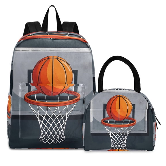 ALAZA Backpack Set A Basketball Elementary School Bags Student BookBag with Lunch Bag