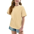 thumbnail image 3 of AUNVITO Girls Short Sleeve T shirt Kids Summer Oversized Solid Crew Neck Tops Casual Basic Tee 5-14Years, 3 of 8