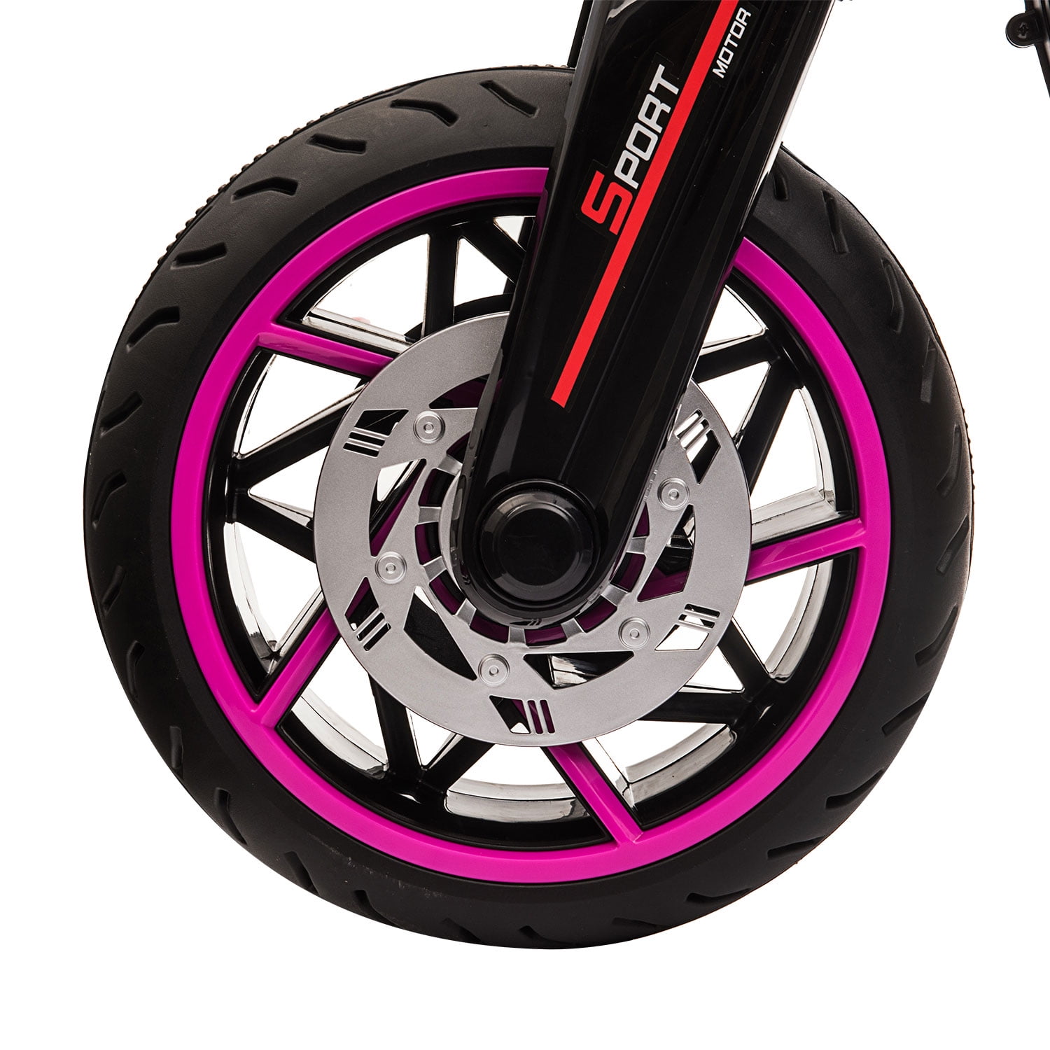 12V Three-wheeled Ride on Battery Powered Motorcycle for Kids 3-6 Years, Rose Red