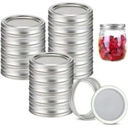 50 Pieces Canning Jar Lids and Bands Set Split-type Lids with Silicone Seals Rings Leak Proof and Secure Canning Jar Caps (70 mm, Silver)