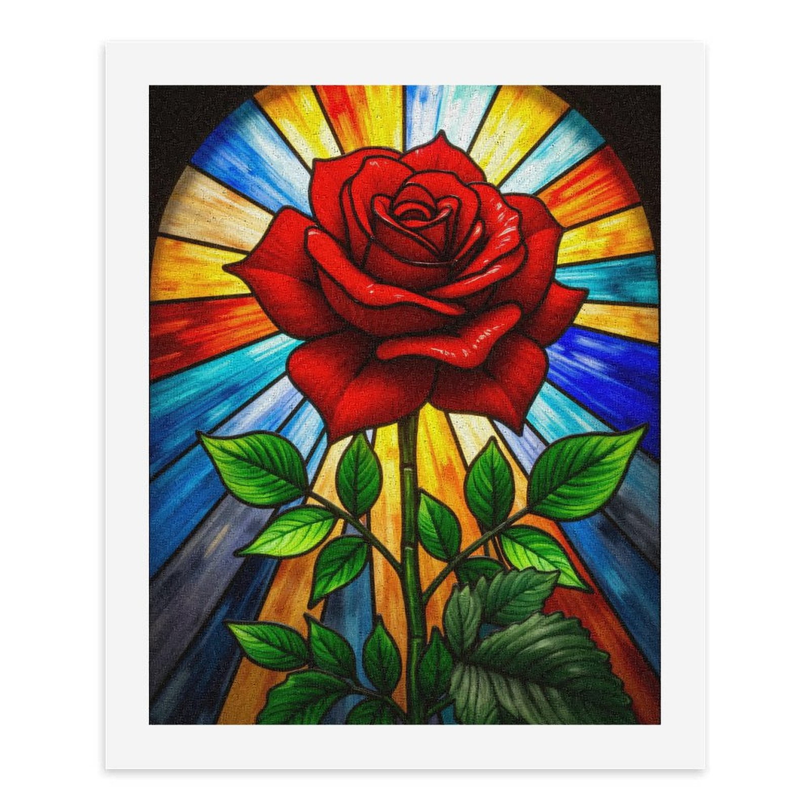 Paint By Numbers Kit for Adults Beginner - Stained Glass Rose Art Background DIY Canvas Painting Kits for Adults, Frameless Paint By Number for Adults for Home Wall Decor 16x20 Inch