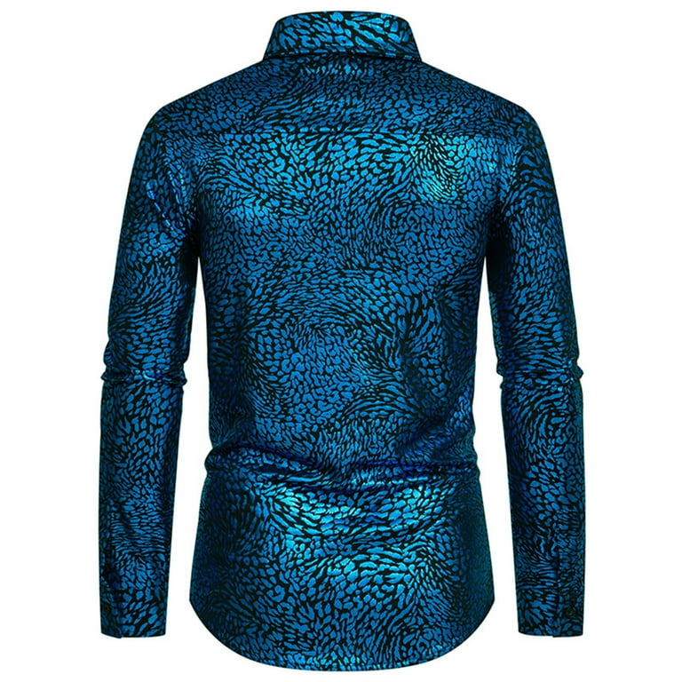 Aimik Hanes Men Shirts,Men's Luxury Baroque Shiny Print Shirt,Paisley Flower Woven Silk Dress Shirt Long Sleeve Unique Design Formal Leisure Wedding