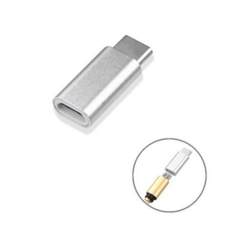 Insten USB-C 3.1 Type-C to Micro USB Adapter Converter Silver for Samsung Galaxy S9 S9+ Plus S8 Note 8 LG V30 V20 G6 Moto Z2 Force Play Droid ZTE Zmax Pro Grand X OnePlus 5 3T Google Pixel New